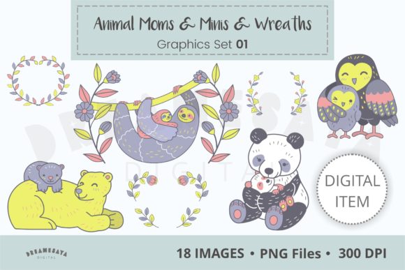 Animal Moms Minis Clipart 01: A Whimsical Addition to Your Creative Projects