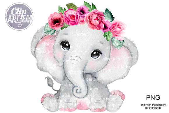 Charming Elephant with Flowers Pink Watercolor PNG: A Perfect Addition for Your Creative Projects