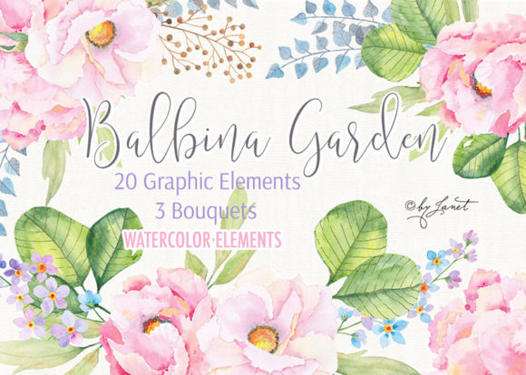 Discover the Beauty of Balbina Garden: A Versatile Watercolor Clipart Collection
