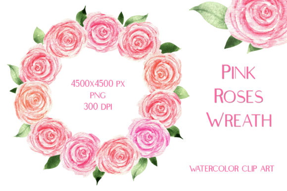 Discover the Elegance of Pink Roses Wreath Watercolor Clipart