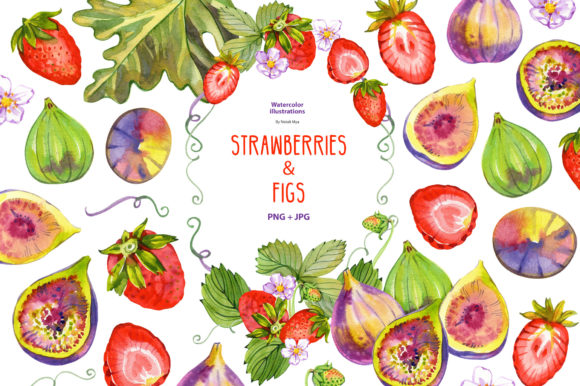 Discover the Joy of Watercolor Strawberries and Figs: A Perfect Summer Set for Your Creative Projects