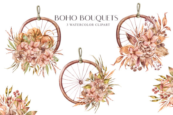 Elevate Your Projects with Watercolor Boho Bouquets Clipart