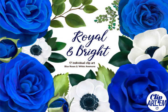 Enhance Your Creative Projects with Royal Blue Roses Anemones 17 PNG Images