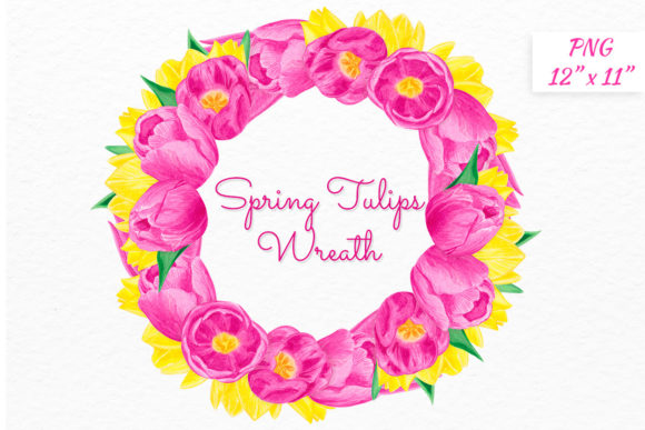 Spring Wreath of Pink and Yellow Tulips: A Versatile Floral Design