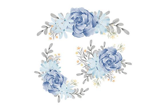 Watercolor Blue Flower Arrangement Set: A Versatile Digital Asset for Modern Creators