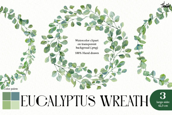 Watercolor Eucalyptus Wreath for Creative Projects