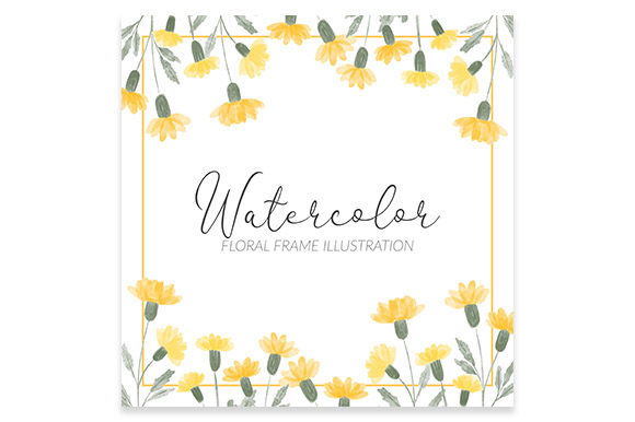 Watercolor Yellow Flower Square Frame: A Versatile and Charming Design Element