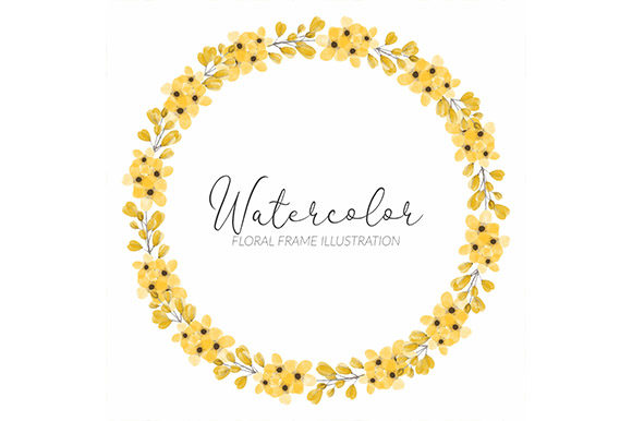 Watercolor Yellow Flower Wreath Frame