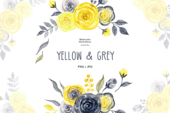 Watercolor Yellow Gray Roses: A Versatile and Stylish Floral Clipart Set